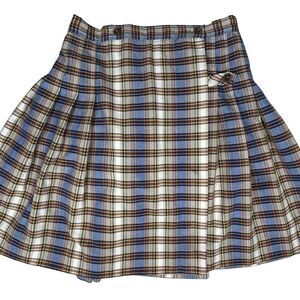 VTG Dennis Made in USA mini plaid wrap kilt style skirt academia punk Sz M